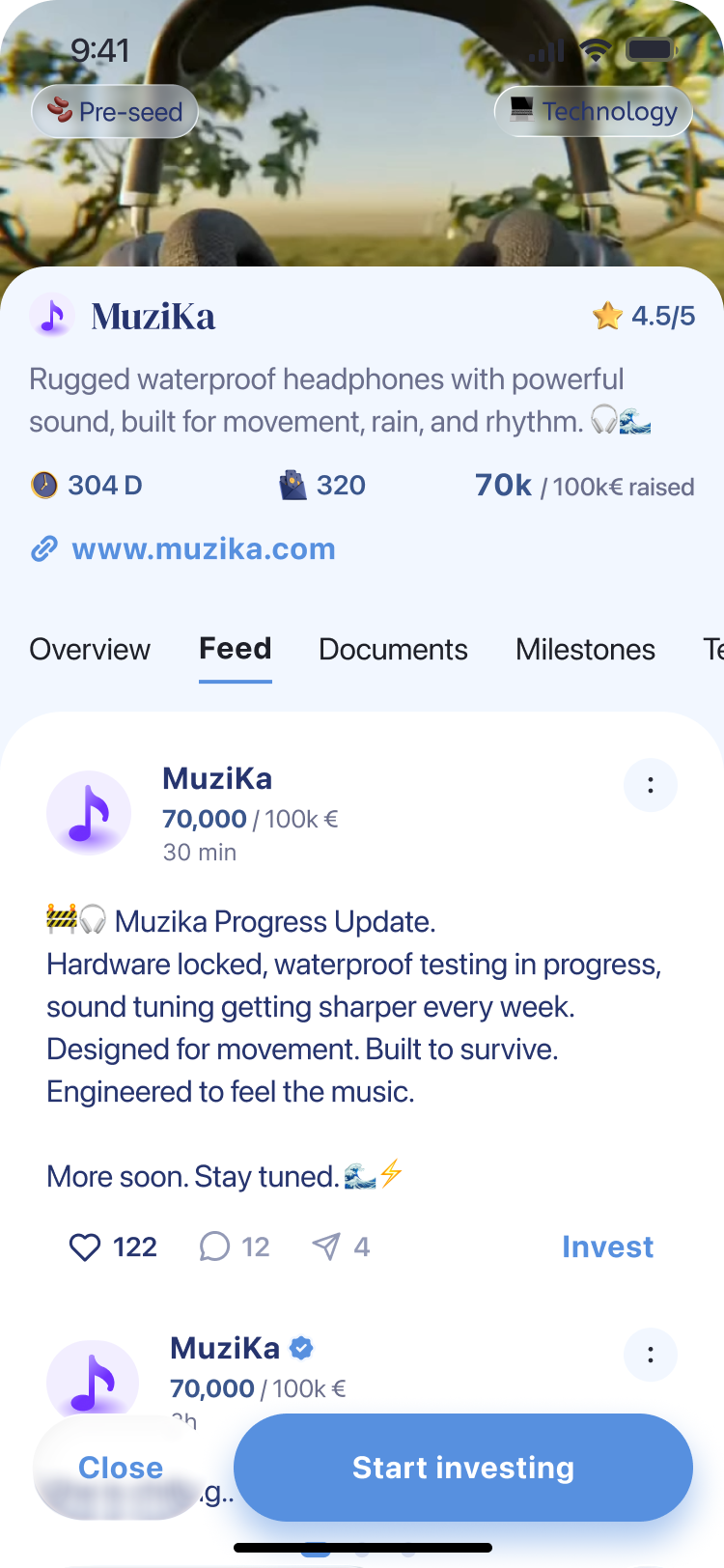 Muzika startup profile and founder updates in HugeOne