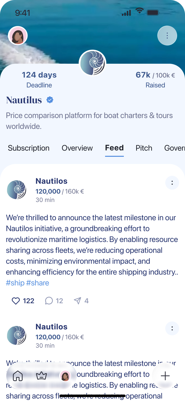 Nautilus company update history in HugeOne